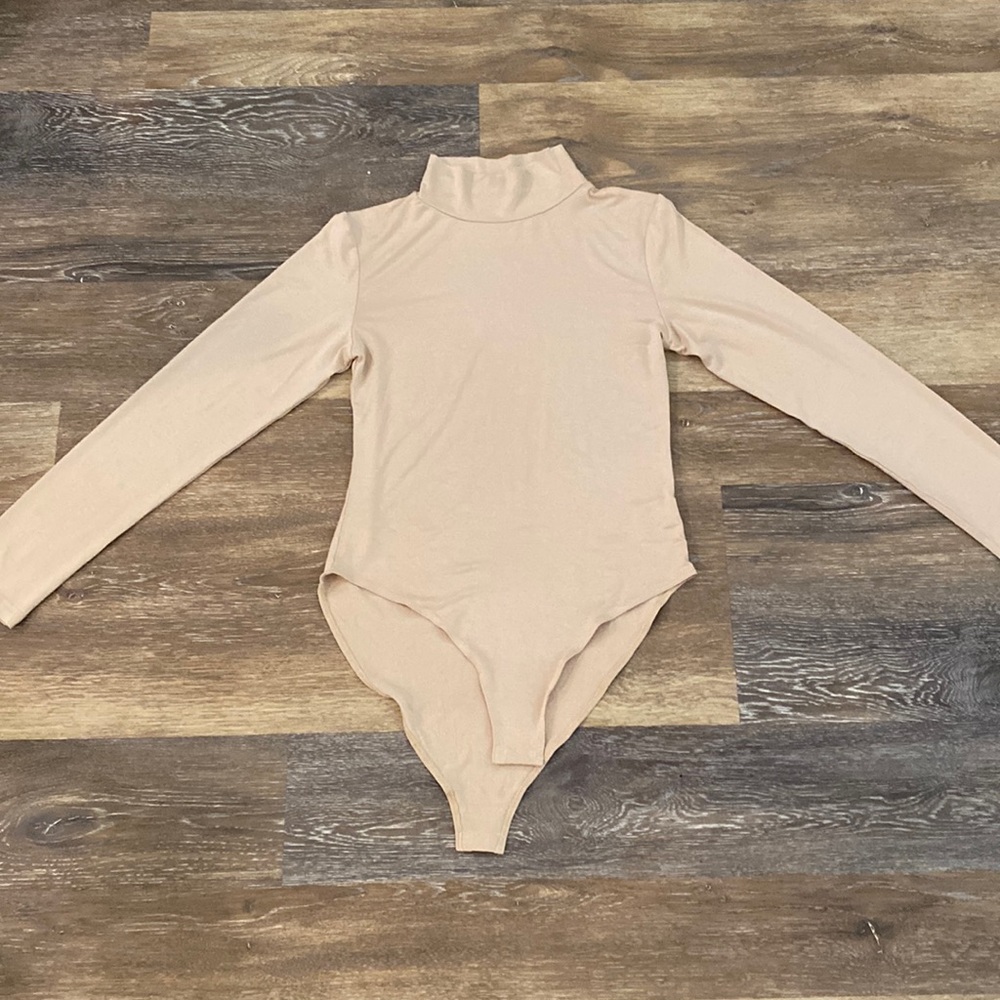 E141 NWT Mangopop Women's Turtle Mock Neck Long Sleeve Bodysuits Jumpsuit Sz M